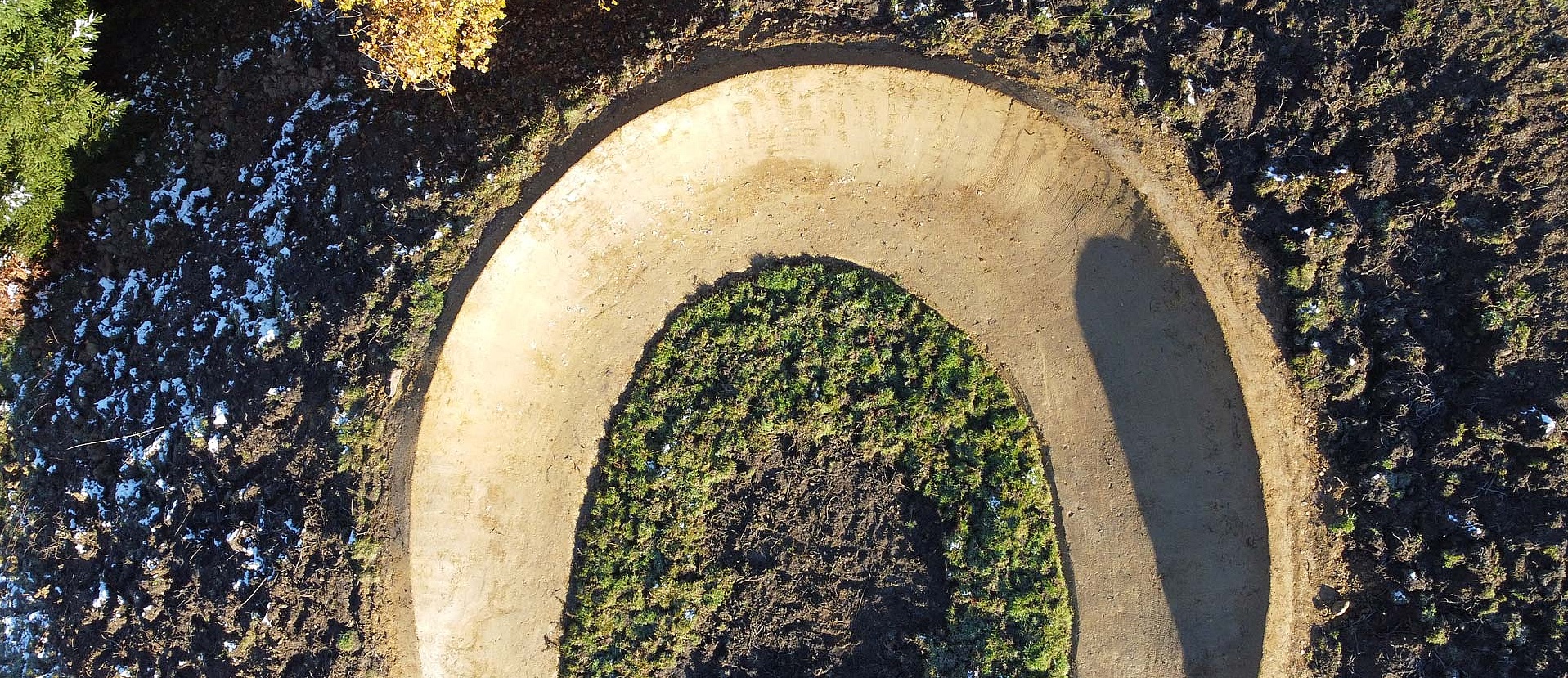 Aerial view of a berm at Bikepark Weitnau
