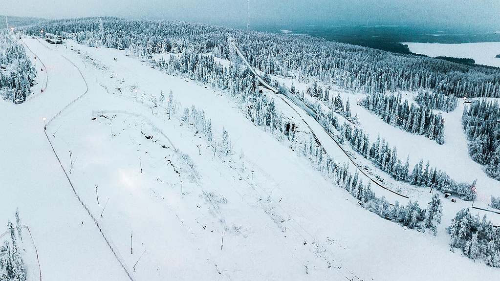 Snowpark Vuokatti aus der Vogelperspektive
