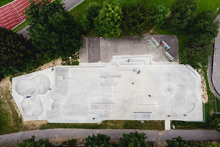 Drohnenbild von Orbeton Skatepark