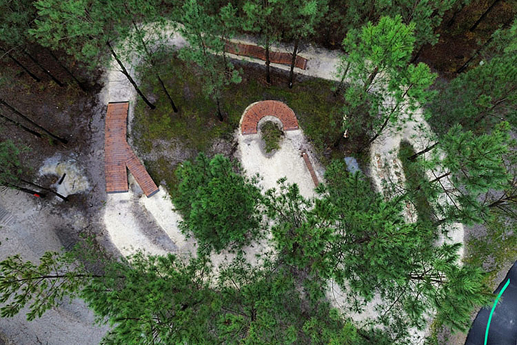 Wood elements and trails in the forest, part of Pumptrack Audenge