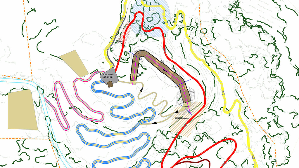 General map of the bike park Friedewald with different routes