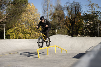 Biker on rail at Skate- and Pumptrack Tarbes