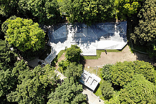 Luftbild vom Skatepark Hirschgarten