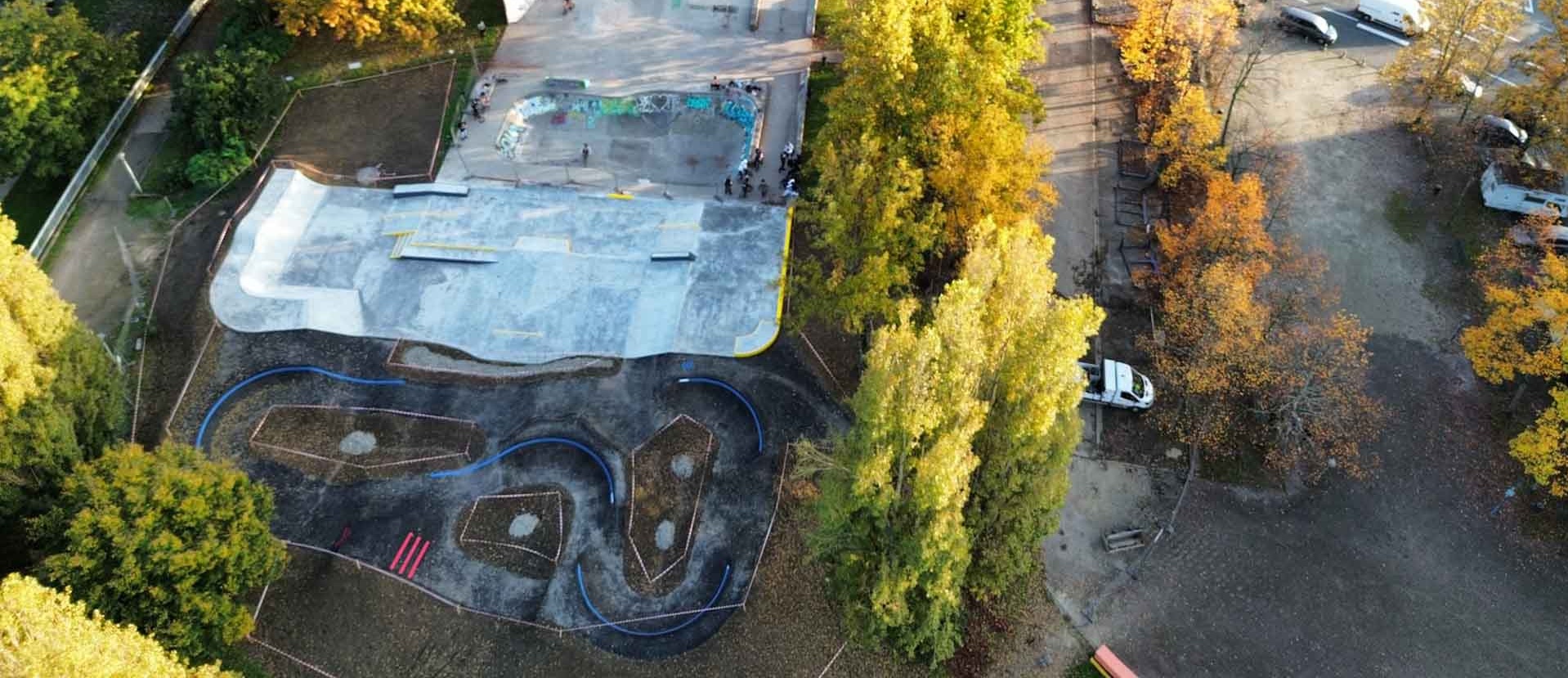 Aerial view of Pumptrack and Skatepark Tarbes