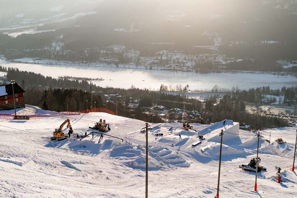 Aufbauarbeiten für die X Games Norway 2020 in Hafjell