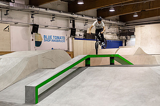 Biker jumps in the skate hall Innsbruck