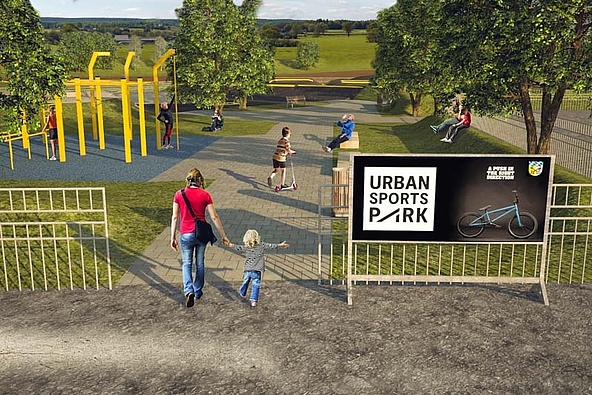3d graphic entrance area Urban Sports Park Velden