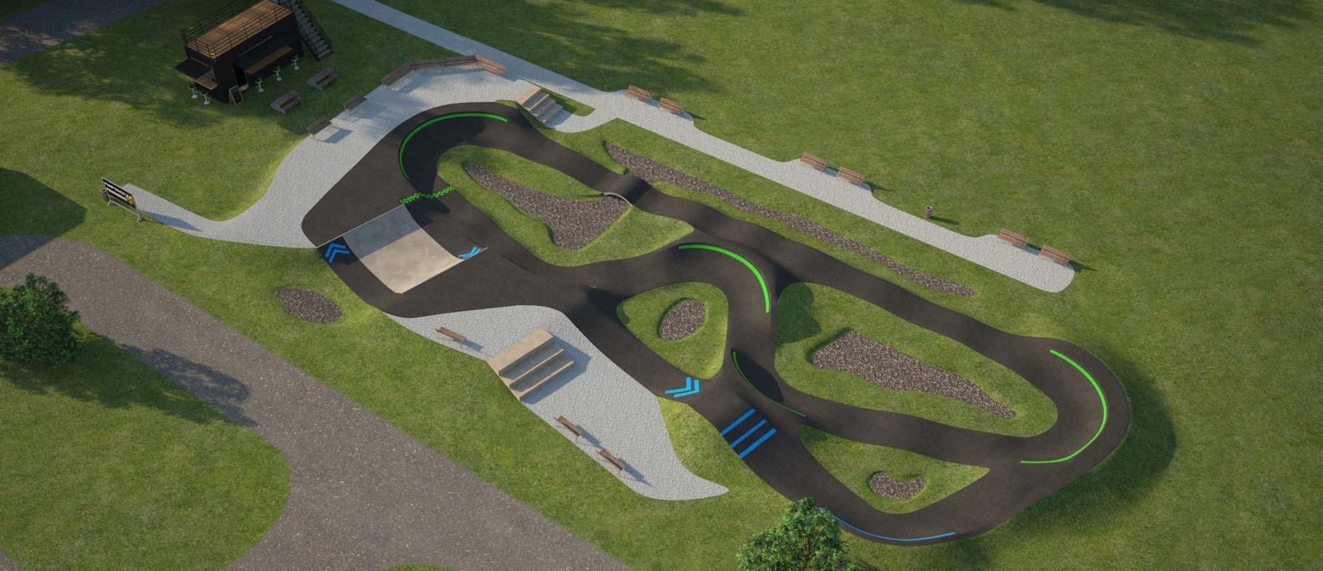 3D rendering of pump track Peissenberg from above