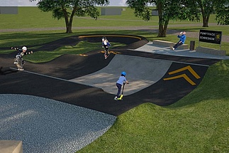 3D of Scooter zone with kids in pump track Schriesheim