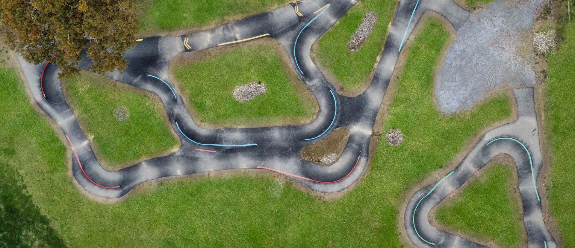 Aperçu du pumptrack et de la piste de course Ibos