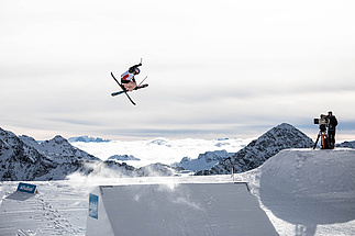 Skier after jump in the air