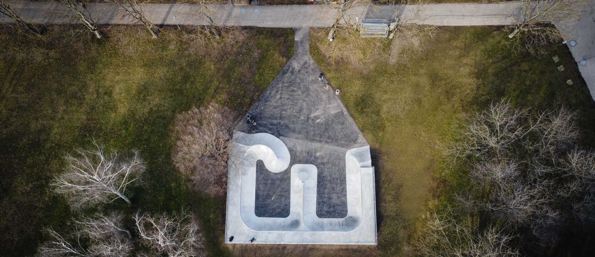 Aerial view skate park Volkspark Vienna
