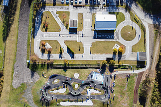 Pump track Peissenberg from above with traffic training area