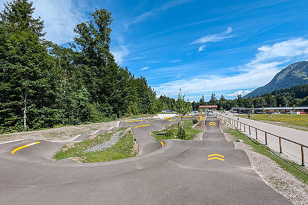 Pump track with alpine scenery in Nordic Park Oberstdorf