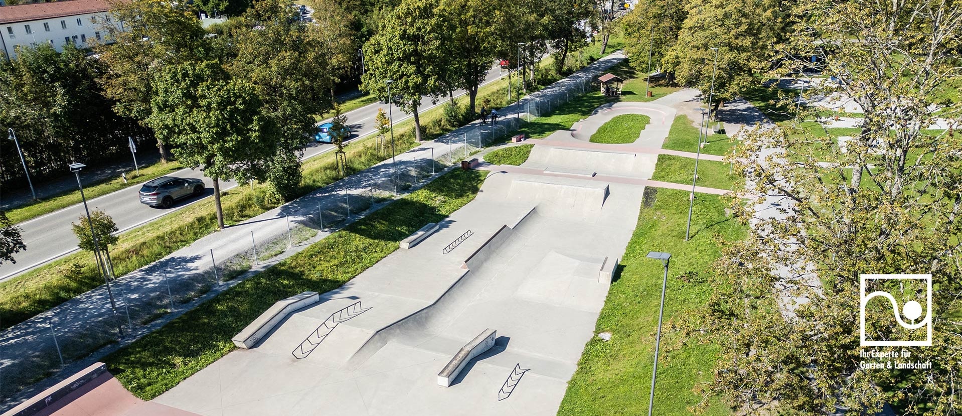 Skatepark Füssen with a view of the wheel track