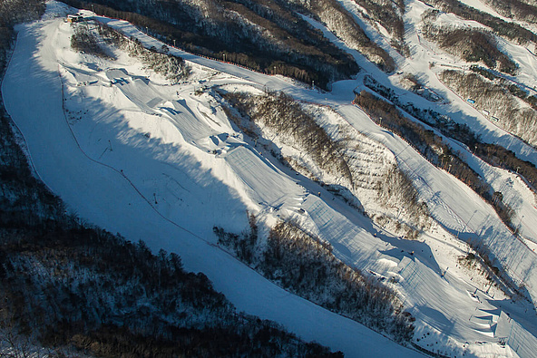 Übersicht vom Slopestyle Pyeongchang aus der Luft