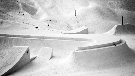 Nike Swoosh from snow with snowboarder