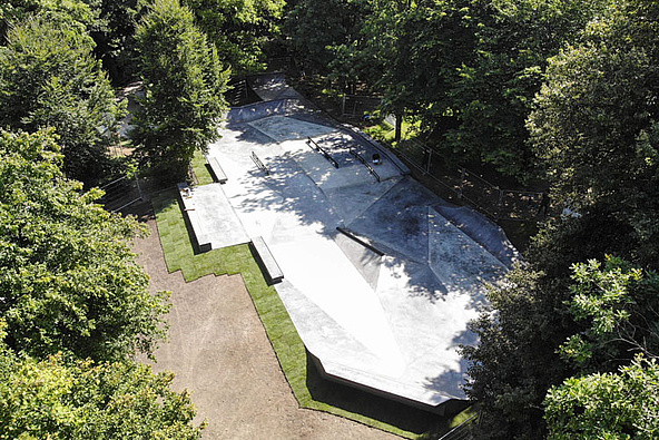 Skatepark Hirschgarten von oben