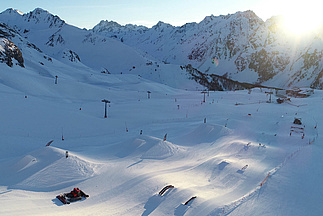 Drone shot from the snow park Ischgl
