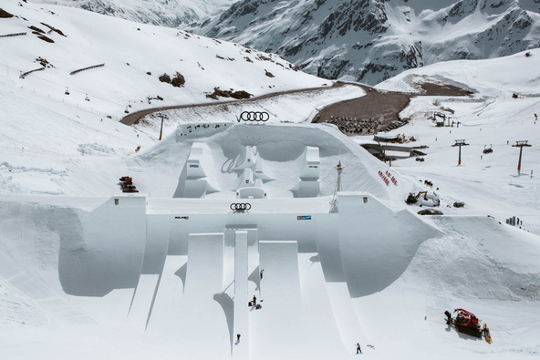 Lauftaufnahme letzte Arbeiten Audi Nines 2019 in Sölden