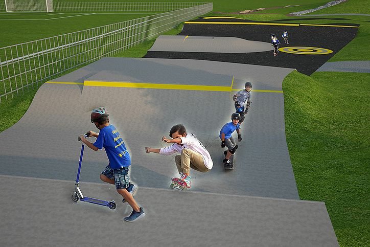 3D graphic of the skate area